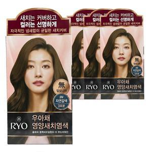 려 우아채 멋내기 새치 크림 염색약 5N 자연갈색 4개