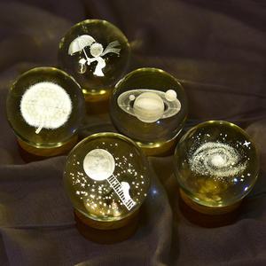 노바리빙 크리스탈 볼 8cm 단일색 유리구슬 무드등 인테리어 장식조명