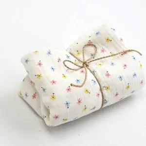 거즈원단 대폭 요루 이중거즈 원단 데이지꽃 B0