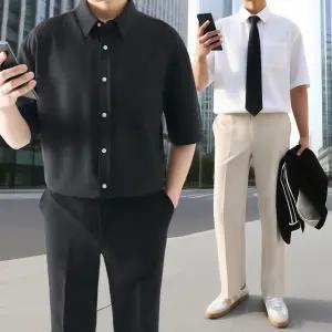 [지지블랙]찰랑찰랑 넥스 링클프리 반팔 셔츠 남방 빅사이즈 구김없는 오버핏 스판셔츠 정장셔츠 와이셔츠