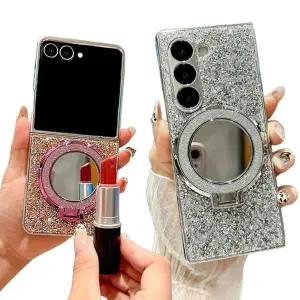 [유니커블]갤럭시 Z플립 Z폴드 7 예쁜 큐빅 글리터 미러 맥세이프 호환 마그네틱 스마트링 거치대 케이스
