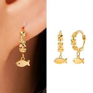 골드앤 14K 멜로우 피쉬 스타 귀걸이