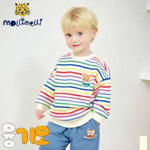 [몰리멜리] 꽁꽁스트라이프융기모맨투맨티셔츠