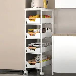 이동식 트롤리 틈새 수납장 슬라이딩 바퀴 선반 카트 주방 세탁실