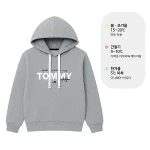 타미힐피거 브루스드백 플리스 남성 후드 티셔츠 후디 그레이 09T4530-004