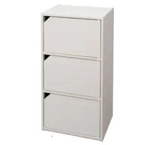 아이리스 3단 도어형 책장 수납장_화이트 MDB-3D