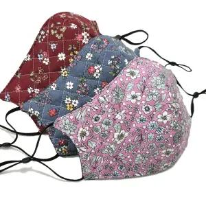 선우 여성 누빔마스크 3매 보온 꽃무늬 입체마스크 국내산