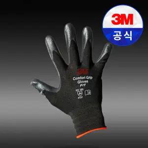 3M 컴포트그립 핏 블랙 장갑 / 10켤레 정밀 작업 손바닥 손끝 코팅 안전 밀착 얇은
