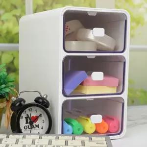 SSZ 서랍형 미니 3단 보관 수납함 다용도 데스크 정리함 적층수납함 미니서랍장 비품정리함 멀티박스 간식
