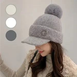 여자겨울모자 골프 니트캡 모자 털 헬멧캡 귀도리
