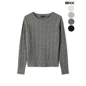 [하프클럽/]여성 울 혼방 꽈베기 라운드 니트