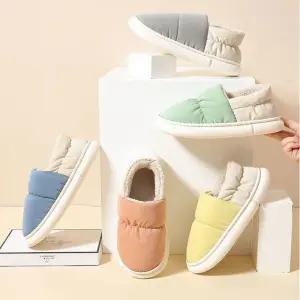 포근한 파스텔 패딩 홈슈즈 생활방수 털안감 털실내화
