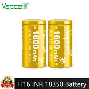 압력 스위치  Vapcell H16 INR 18350 배터리 1600mAh 용량 CDR 5A 3.7V DIY 팩용 충전식 리튬 이온