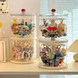 투명 인형 진열 수납 박스 회전형 방진 걸이형 피규어 보관함 키링