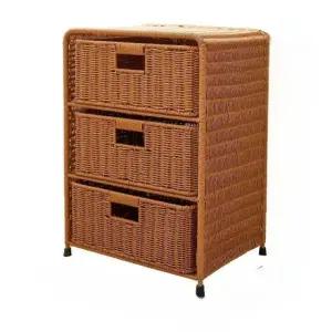 고급 3단 라탄 서랍장 바구니 협탁 테이블 엔틱스타일