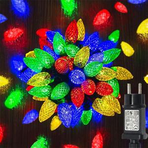 C9 크리스마스 조명 야외용 10M 50 LED 방수 멀티컬러 딸기 모양 스트링 라이트 요정