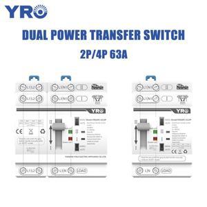 YRO Din 레일 2P ATS 이중 전원 자동 전환 스위치 전기 선택기 무정전 230V 63A