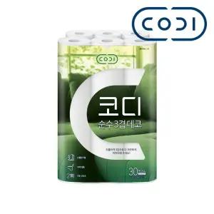 코디 순수 3겹 데코 두루마리 휴지 화장지 30M 30롤