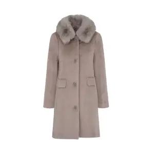 [크로커다일레이디] 크로커다일 레이디 폭스 카라 솔리드 알파카 롱 코트CLDWCT109