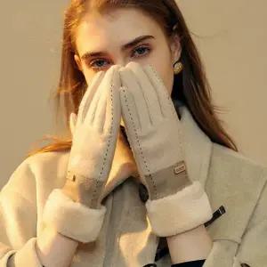 여성 털 장갑 손목퍼 스마트폰 스웨이드 여성 겨울 장갑 캐시미어 터치 방한