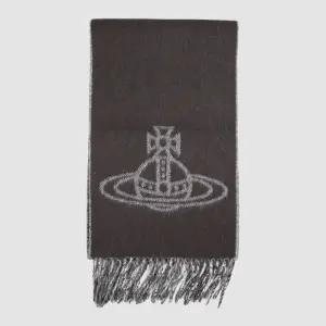 비비안웨스트우드 25FW 울 더블 로고 머플러 브라운 81030006 W00ZH D401