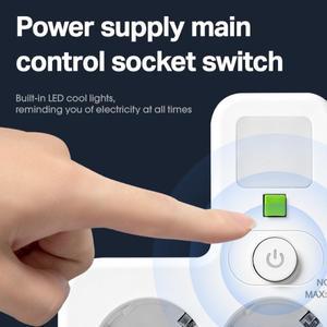 EU 플러그 전원 보드, 멀티 어댑터, AC 콘센트 2개가 있는 벽면 USB 포트 3개(타입 C 1개), 독립형 야간