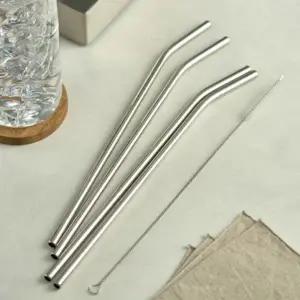 [골드스마일]다회용 스텐 스트로우 커브형 빨대 세척솔 세트 30cm 아기스텐빨대컵