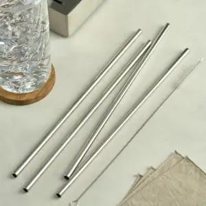 [골드스마일]다회용 스텐 스트로우 일자 빨대 세척솔 세트 30cm 아기스텐빨대컵