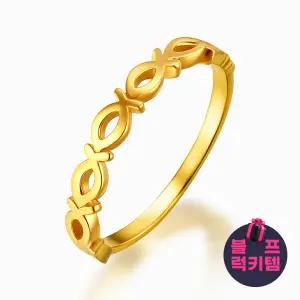 [한국금다이아몬드] *블프럭키템* 순금 행운 물고기 링크 반지 24K