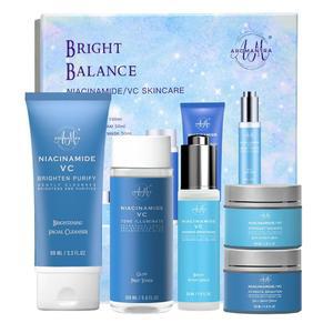 여성용 스킨케어 키트, 수분 공급 세트 나이아신아마이드+비타민 C, 데일리 루틴 5 인 1 W, 페이셜 클렌저, 토너, 세럼, 크림, 마스크, 무향, 모든 피부 타입에 적합합니다