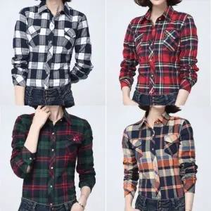 여성 체크무늬 기모 셔츠 블라우스