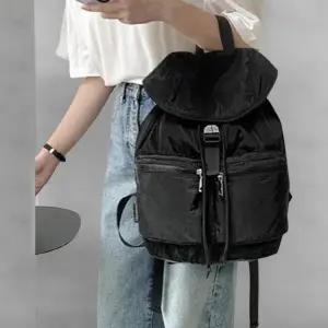 [다잇템] 여성 자크 버클 드로우코드 더블포켓 일상백팩