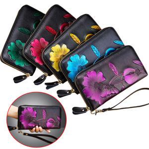 천연가죽 여성 장지갑 3D꽃무늬 패션지갑 지갑 핸드백