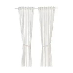 [롯데백화점]이케아 이케아 LEN 렌 커튼한쌍+장식띠/도트/화이트