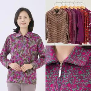 엄마옷 마미소 할머니 반집업 티 국내생산 꽃무늬 기모 겨울 할머니 빅사이즈 40 70 마담 중년 여성 옷