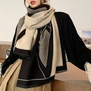 아티잔 여성 와이드 머플러 숄 인조 캐시미어 목도리 반양모