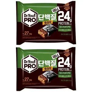 오리온 닥터유프로 단백질바 크런치 미니, 280g, 2개
