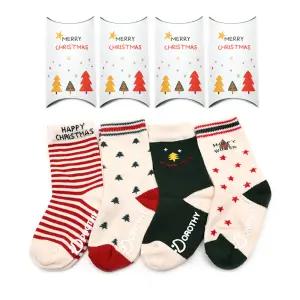 캘리산타 4족 유아 아동 크리스마스 선물 양말 세트 남아 여아 어린이 초등 주니어