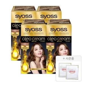 사이오스 올레오크림 새치커버 염모제 2N 스파클링브라운, 4개 + 증정( 염색키트, 2개 )