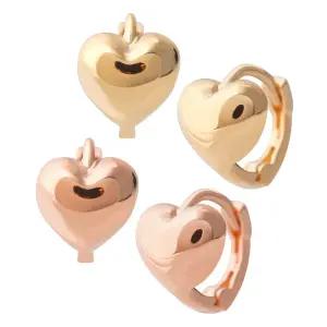 14K GOLD 볼륨 하트 원터치 링 금 귀걸이