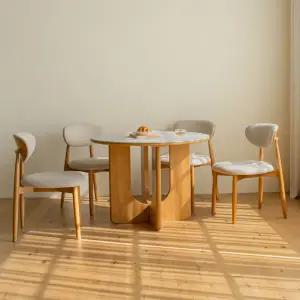 [레트로하우스] 오아르 론 원목 원형 세라믹 4인 식탁세트 1000 (의자4)