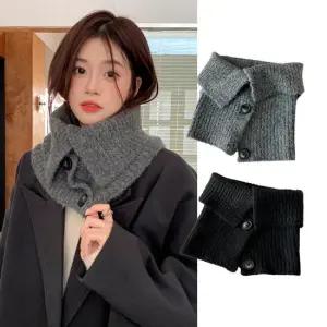 엔비 버튼 니트 넥워머 여성 머플러 넥워머 케이프