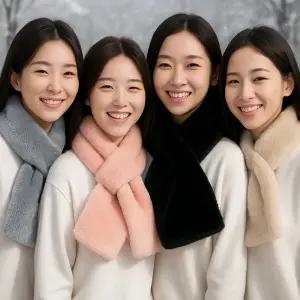 여성 여학생 원터치 털안빠지는 부드러운 밍크 페이크퍼 쁘띠 목도리 머플러