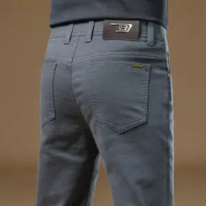 EAMT 남자 면 바지 캐주얼 추동 기모 청년일자 스판 힛템