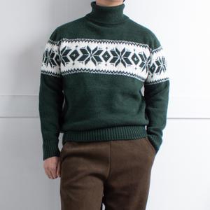 노르딕 울 폴라 눈꽃 니트 / 국내생산 울70 두터운 겨울 클래식 캐주얼 터틀넥 니트