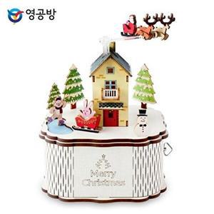 [셀러허브 1]영공방 오르골만들기 DIY 회전 우드 오르골 크리스마스 타운 (컬러) (YM986)