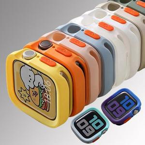 애플워치케이스 9 8 7 se2 se 6 5 4 울트라 호환 컬러 실리콘 범퍼 40 41 44 45 49mm