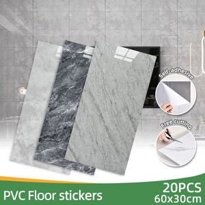 주방타일시트지 PVC 모조 타일 목재 석 바닥 스티커 자체 접착 벽 방수 욕실 장식 데칼 60x30cm 로트당 20