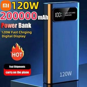 보조배터리 초고속 충전 배터리, 대용량 디지털 디스플레이 보조배터리, 폰 삼성 화웨이용, 200000mAh, 12