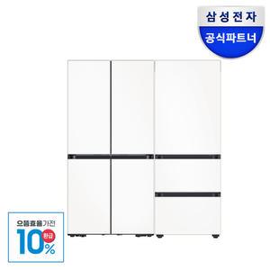 [으뜸효율]삼성 비스포크 키친핏 냉장고 김치냉장고 세트 1등급 RM70F64R1X+RQ33DB74C1AP 새틴화이트